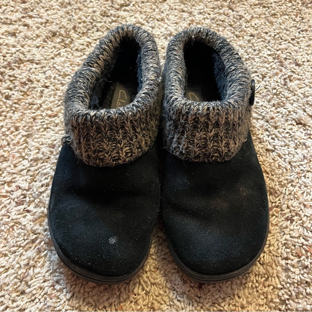 Clark’s Mini Black Clog Boot Knitted Cuff